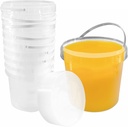 1 Gallon (128 Oz) Clear Plastic Bucket with Lid and Handle (20 Pack), Ice Cream Tub with Lids - Food Grade Freezer and Microwave Safe Food Storage Containers, round Plastic Pail Container, BPA Free
