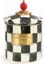 MACKENZIE-CHILDS Courtly Check Enamel Canister, Black-And-White Kitchen Storage Container with Lid, Small