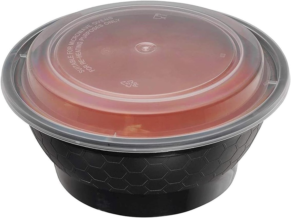 Ecoquality Meal Prep Containers [300 Pack] round Bowls with Lids, Food Storage Bento Box, Microwavable, Premium Bowl, Stir Fry | Lunch Boxes | BPA Free | Freezer/Dishwasher Safe | Disposable (40 Oz)