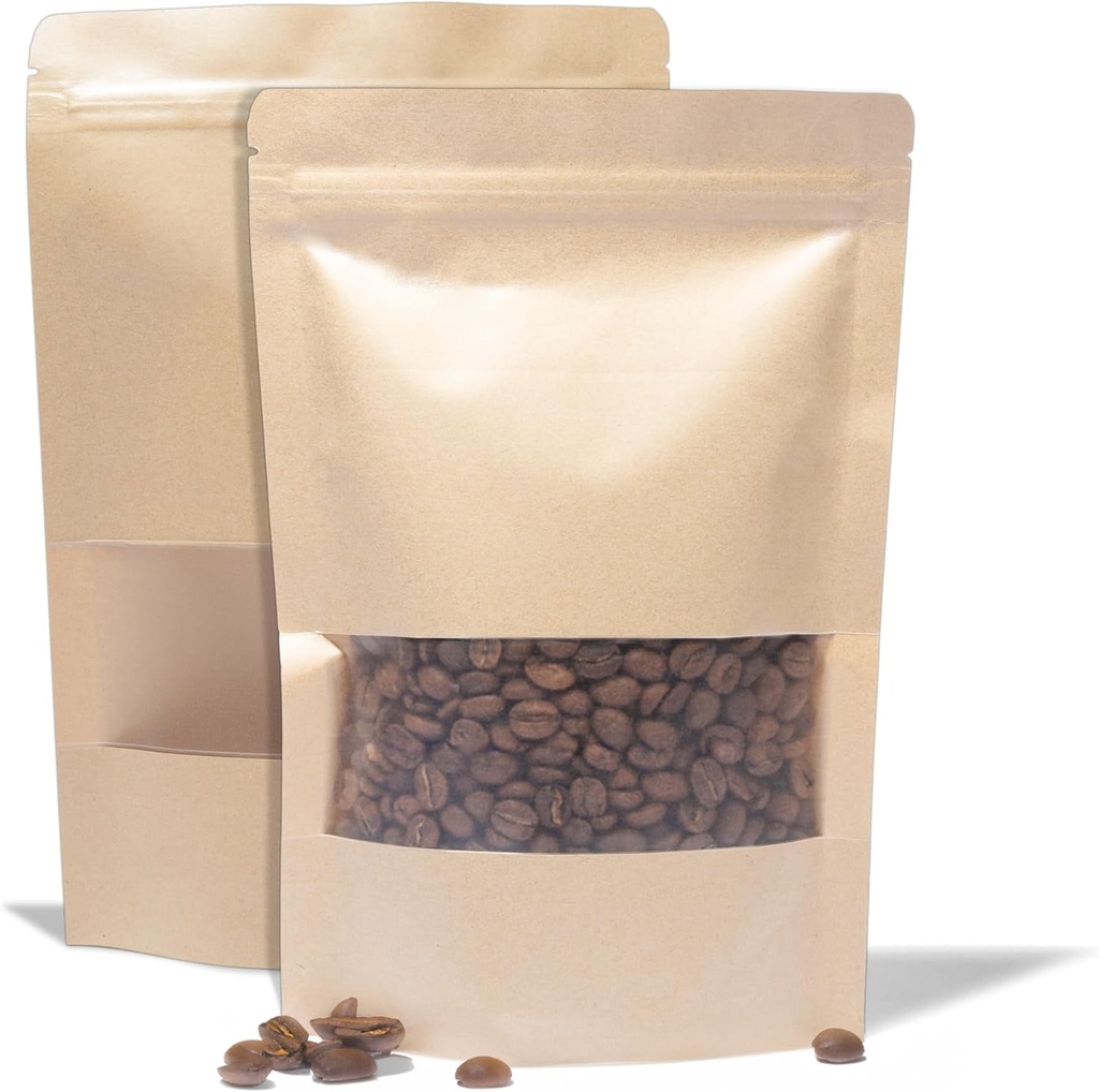 Spartan Industrial - 6" X 9" Kraft Zip Top Food Storage Bags - Pack of 500 Smell-Proof Resealable Pouches for Packaging Coffee, Tea, Spices, Snacks, and More