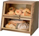 Acacia Wood Bread Box for Kitchen Countertop, Double Layer Natural Wooden Bread Storage Container, with Clear Windows, Back Air Vent, Large Bread Boxes for Keeping Food Fresh in Home and Kitchen