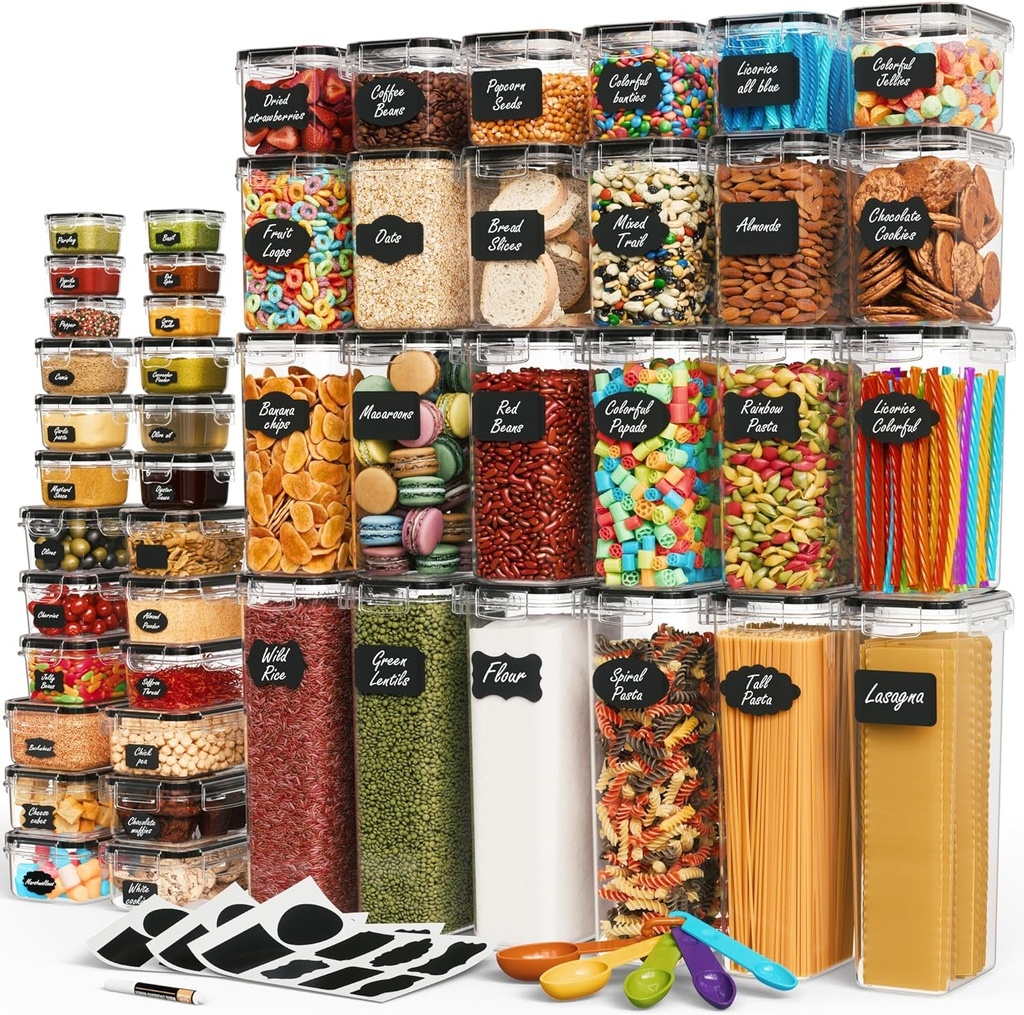 Chef'S Path 96-Pack (48 Containers + 48 Lids) Airtight Food Storage Containers with Lids for Kitchen Essentials & Pantry Organization - Ideal for Cereal, Dry Food, Flour & Sugar Storage - Bpa-Free