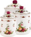 Royal Albert Old Country Roses Canister Set, (24 Oz, 39 Oz & 56 Oz), Multi