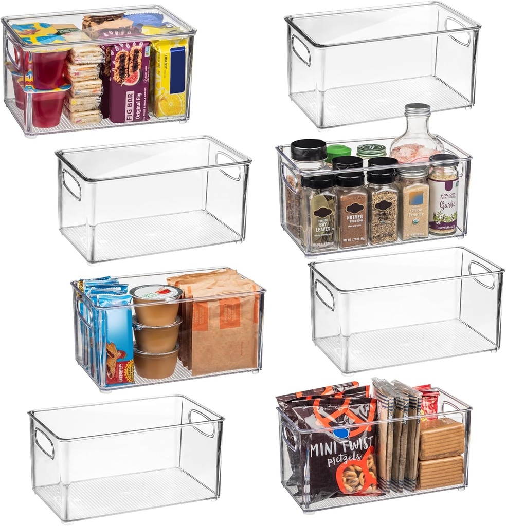 Clearspace Plastic Pantry Organization and Storage Bins with Lids – Perfect Kitchen Organization or Kitchen Storage – Fridge Organizer, Refrigerator Organizer Bins, Cabinet Organizers