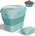 Collapsible Dog Food Storage Container, 30 Lb Pet Cat Pantry Plastic Large Containers Bin with Wheels Airtight Lids Locking Bowl, 50 Lb Kitchen Cereal Flour Sugar Rice Leakproof Sealable Dry Holder