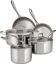 Tramontina Stainless Steel Tri-Ply Clad 8-Piece Cookware Set, Glass Lids, 80116/