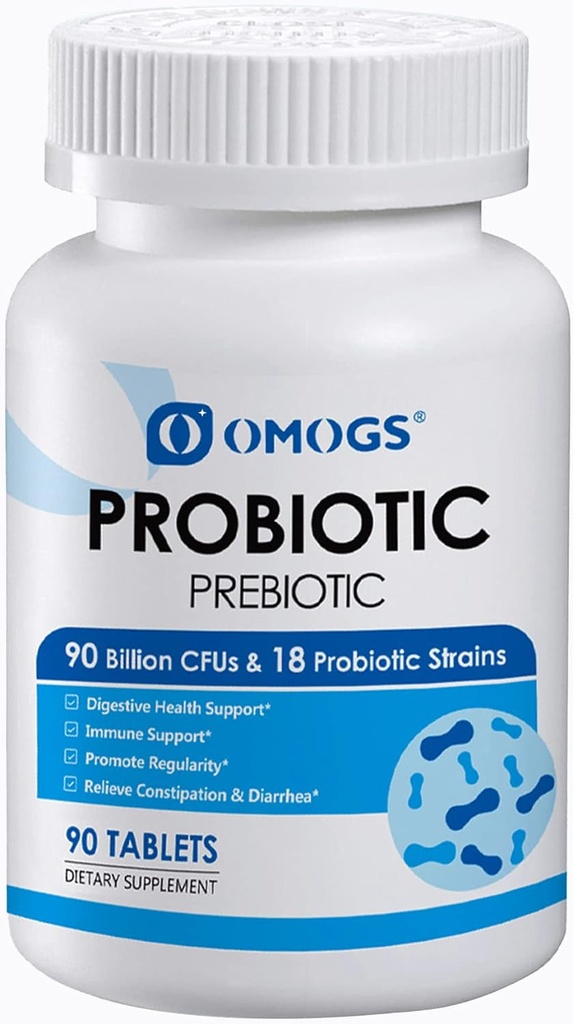 Probiotics 90 Billion Cfus 18 Strains,With 3 Organic Prebiotic 90 Tablets