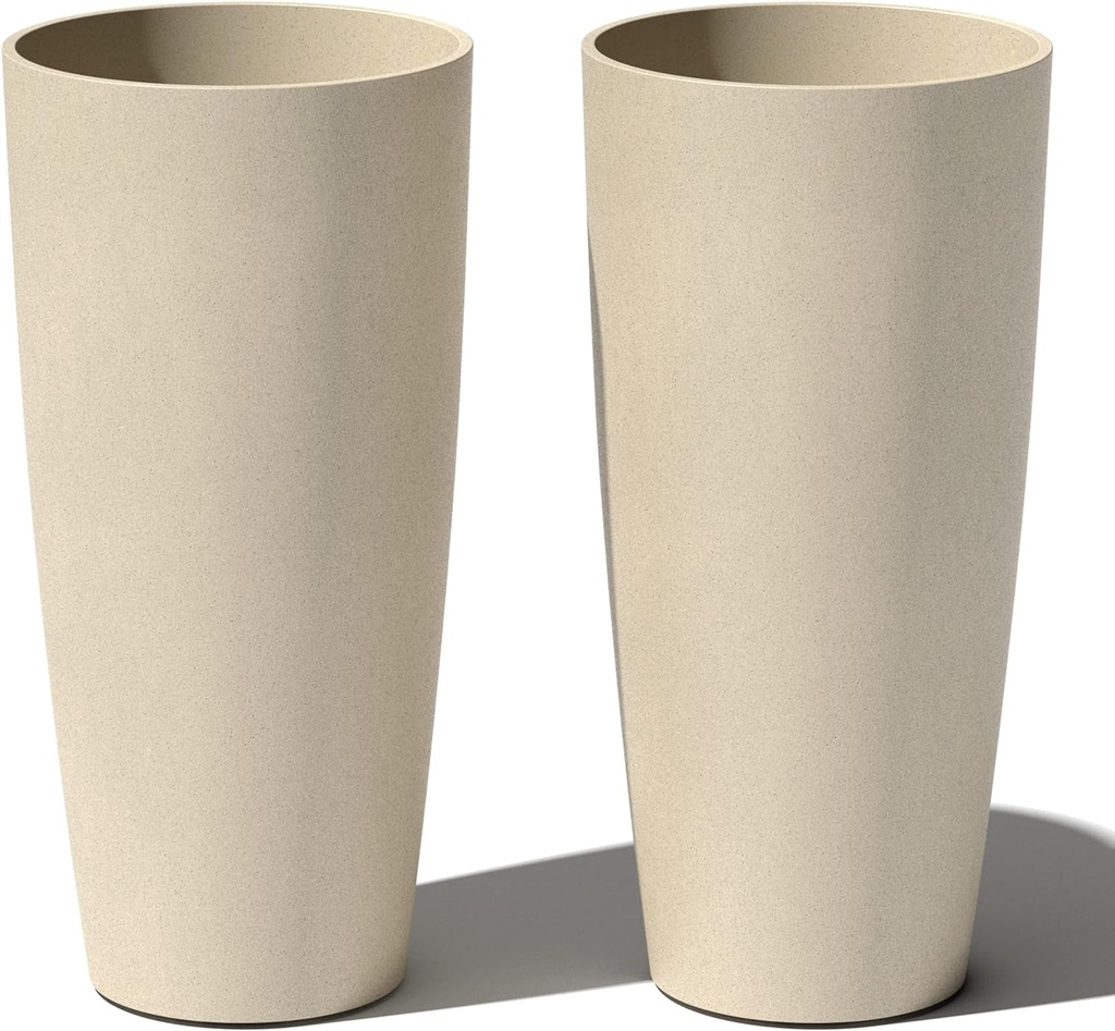 Veradek Mason Series Vega Planter 28 Inch - 2 Pack round Tall Planter for Indoor