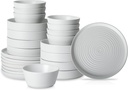 Stone Lain Elica 24-Piece Sets for 8, White Modern Dinnerware Set Stoneware,