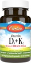 Carlson - Vitamin D3 + K2, 50 Mcg (2000 IU) Vitamin D3 & 90 Mcg Vitamin K2 as MK
