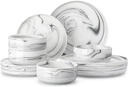 MALACASA Plates and Bowls Sets, 12 Pieces Porcelain Dinnerware Sets Dishware Set
