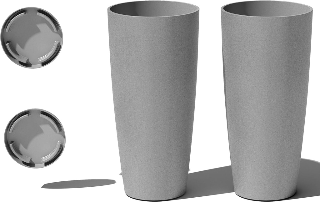 Veradek Vega 28 Inch 2 Pack round Tall Planter Pots for Indoor/Outdoor Use | Mad