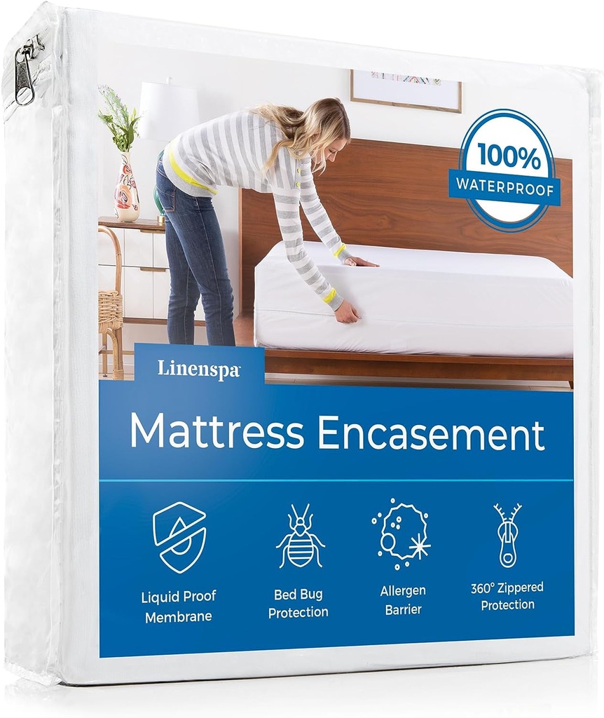 Linenspa Zippered Mattress Encasement - Waterproof & Bed Bug Proof - Premium Noi