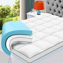 California King Size Dual Layer 4 Inch Memory Foam Mattress Topper, 2 Inch Gel M