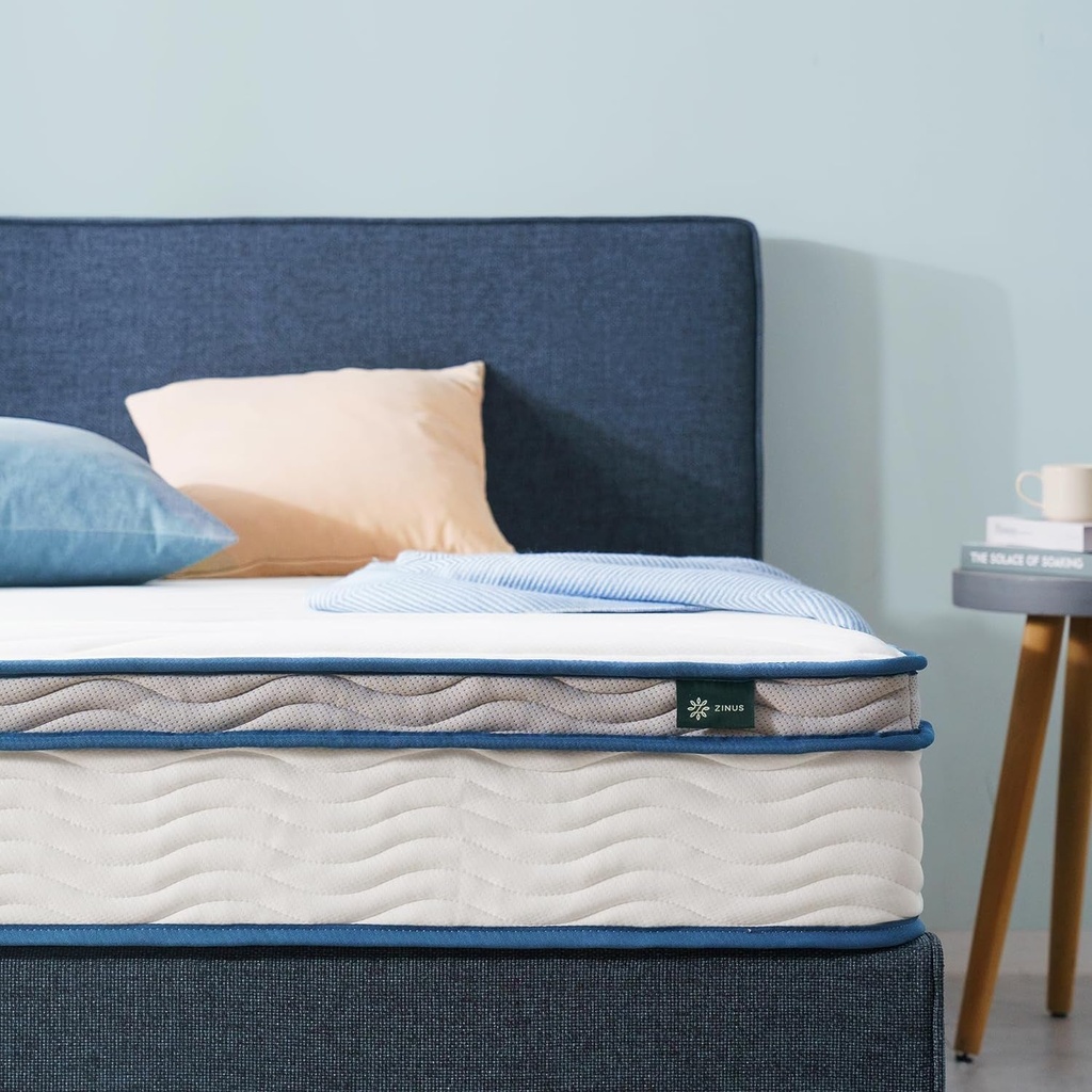 Zinus 6 Inch Spring Sensation Hybrid Mattress [New Version], Full, Fiberglass Fr