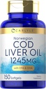 Carlyle Norwegian Cod Liver Oil with EPA & DHA | 1245Mg | 150 Softgels | Liquid
