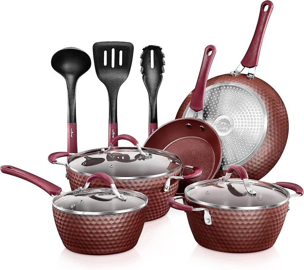 Nutrichef Nonstick Cookware Excilon Home Kitchen Ware Pots & Pan Set with Saucep