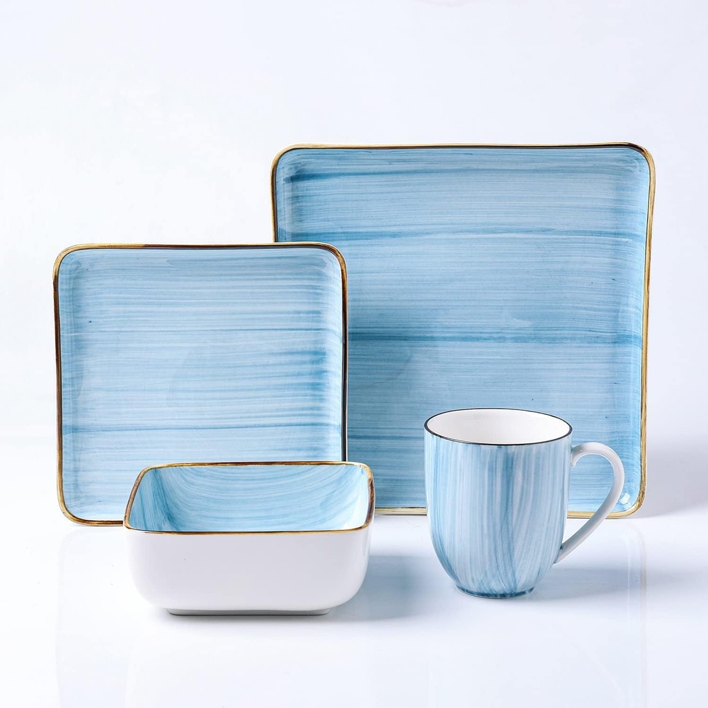 Stone + Lain Esmeralda Porcelain Dinnerware Set, Service for 8, 32 Pieces Square