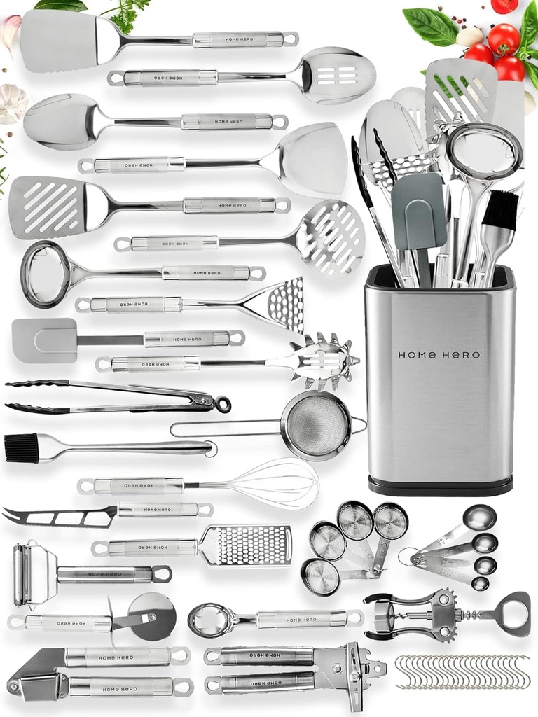Home Hero 54 Pcs Non Stick Stainless Steel Kitchen Utensils Set Heat Resistant