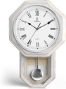 White Pendulum Wall Clock - Rustic Wooden Farmhouse Wall Clock - Regulator Clock