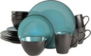 16 Piece Gibson Soho Lounge round Reactive Glaze Stoneware Set .