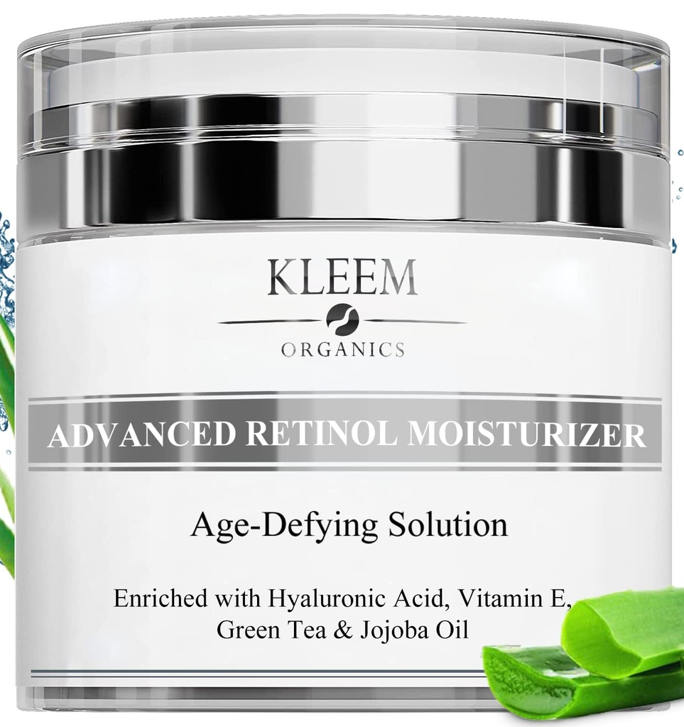 Kleem Organics Retinol Moisturizer - 2.5% Retinol and Hyaluronic Acid for Face R