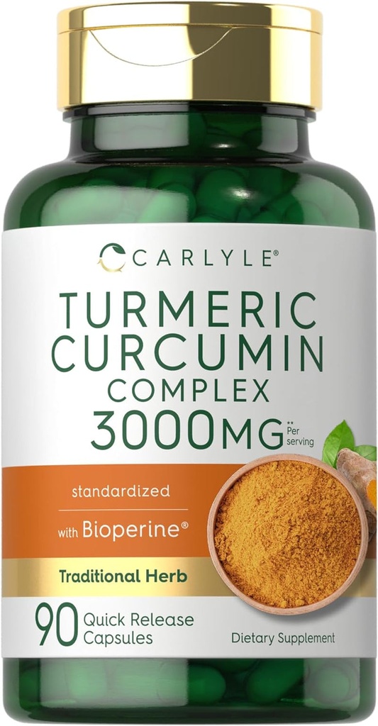 Carlyle Turmeric Curcumin with Black Pepper 3000Mg 90 Powder Capsules