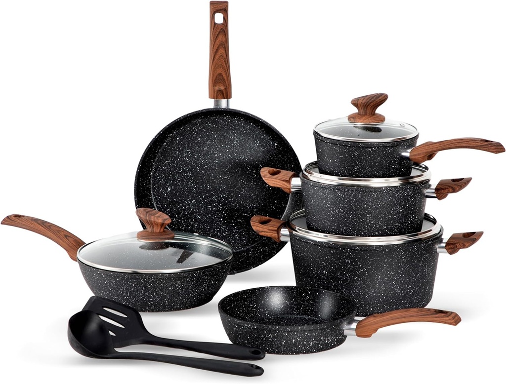 Induction Pots and Pans Set Non Stick, 12 Piece Kitchen Cookware Sets, Nonstick