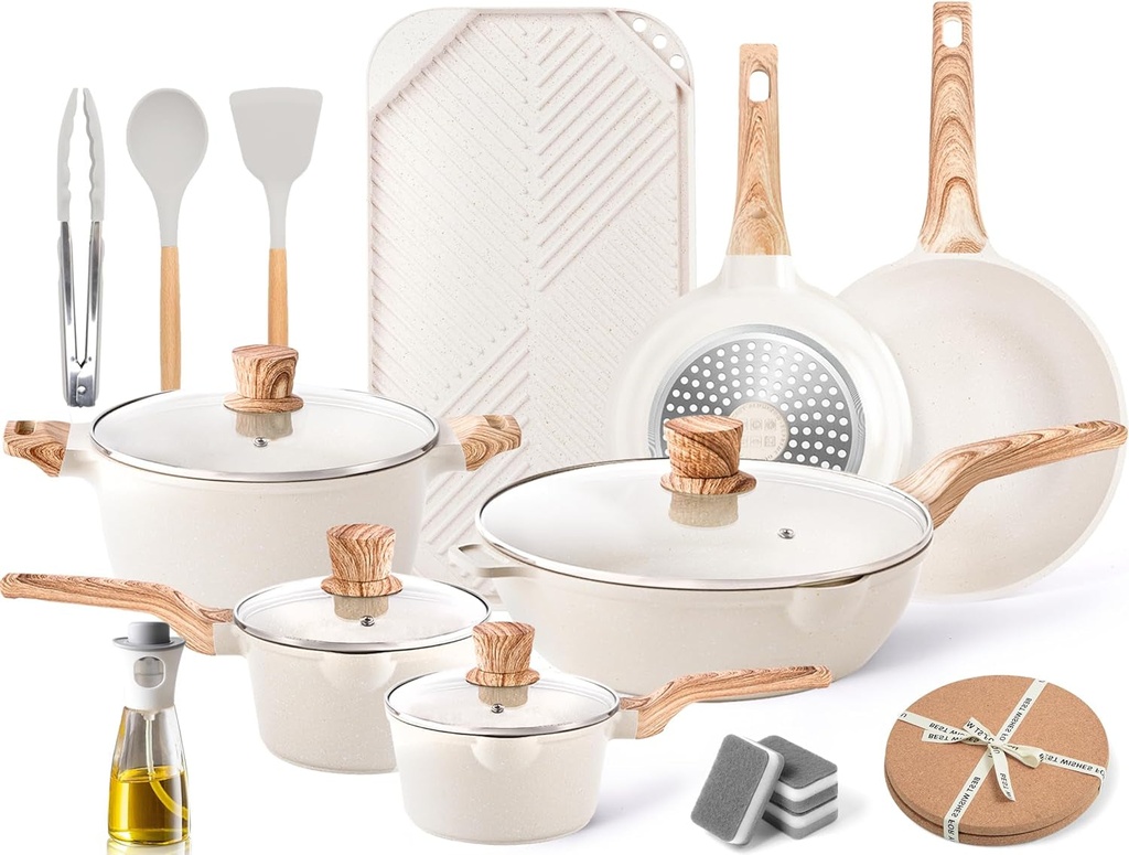 20 Piece Caannasweis Marble Stone Nonstick Cookware Set