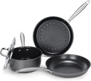 Induction Pots and Pans, Stainless Steel Pots and Pans Set 4Pcs with Lid, Induct