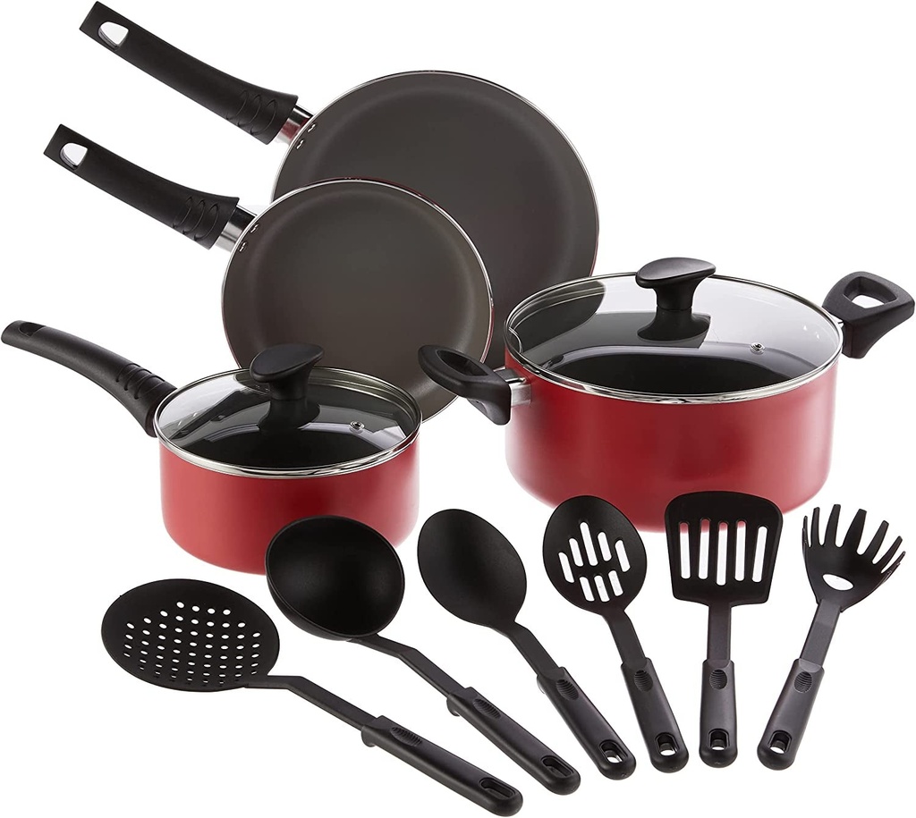 BELLA Cookware Set, 12 Piece Pots and Pans with Utensils, Nonstick Scratch Resis