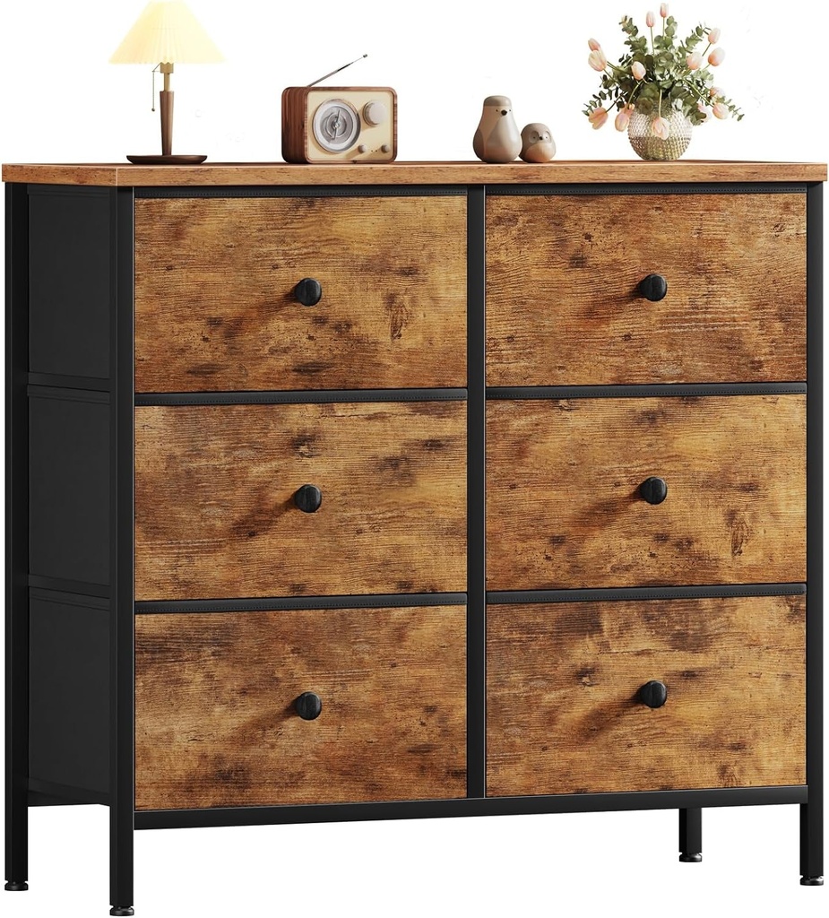 BOLUO Small Dresser for Bedroom with 6 Drawer, Kids Dressers & Chests of Drawers