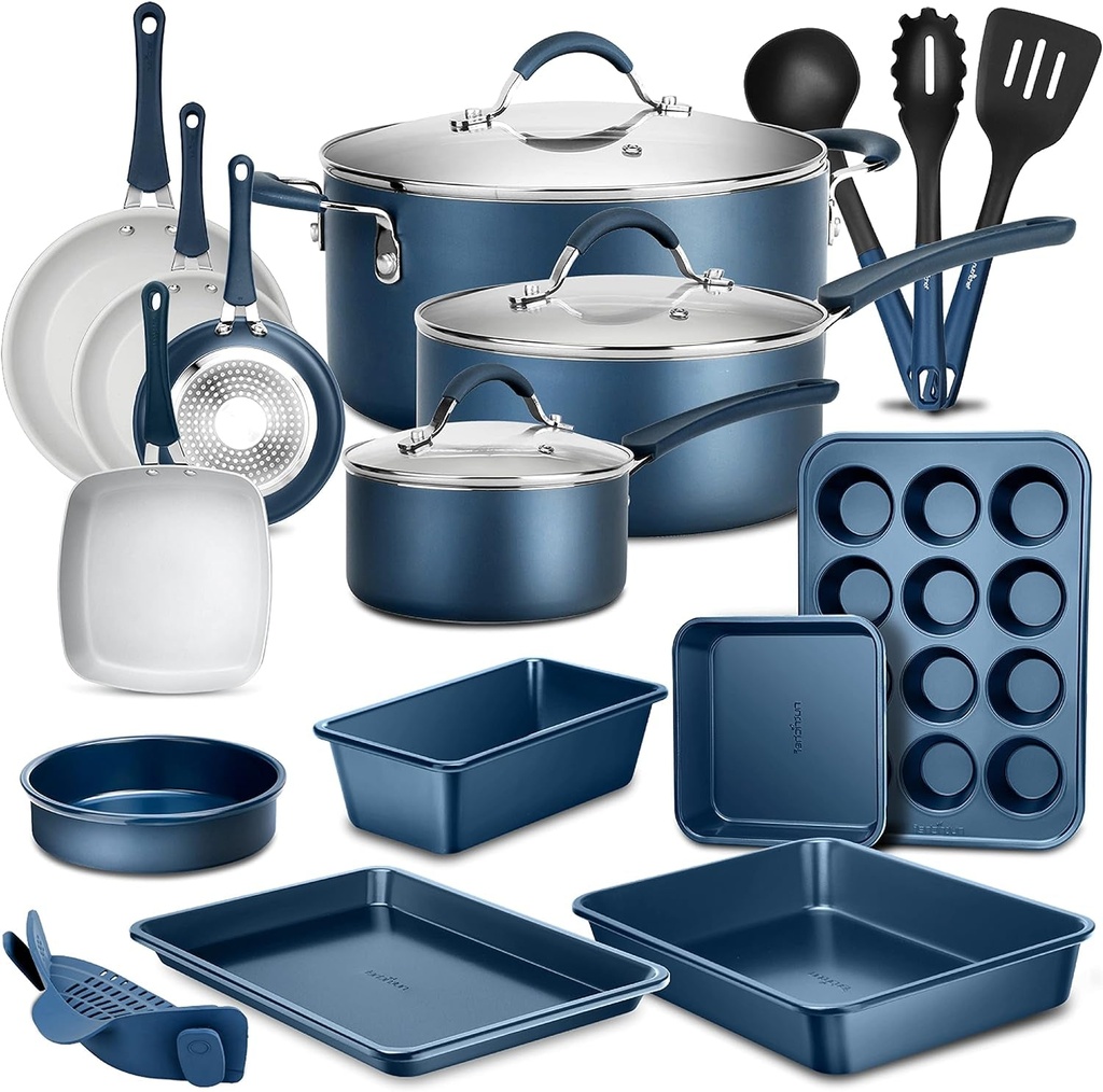 Nutrichef 20 Piece Professional Home Kitchen Cookware and Bakeware, Pots and Pan
