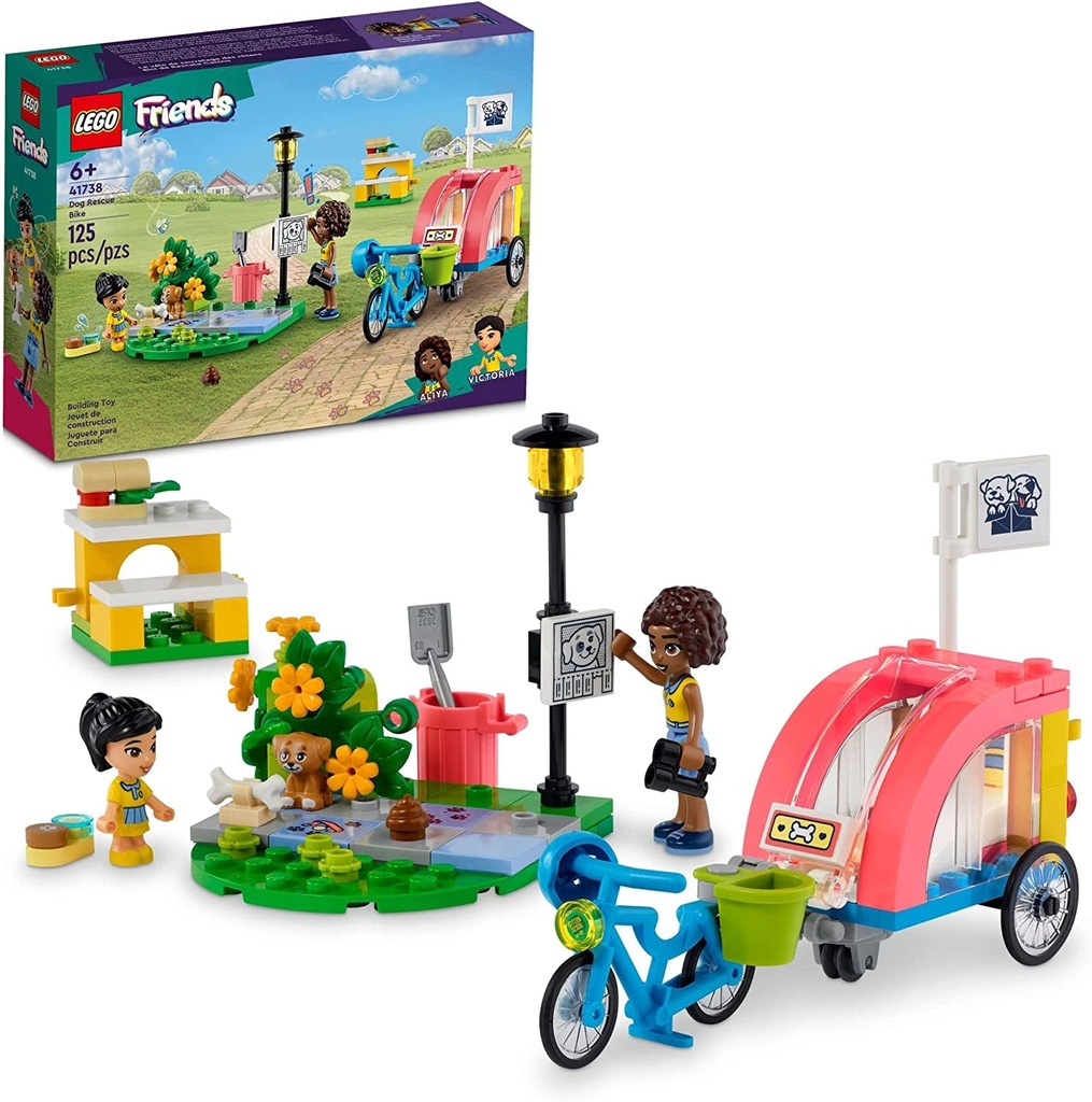 LEGO Friends Dog Rescue Bike Building Set, Pretend Play Animal Toy Playset for P