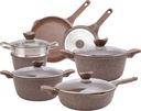 Country Kitchen 11 Piece Nonstick Induction Cookware Sets - Cast Aluminum Pots