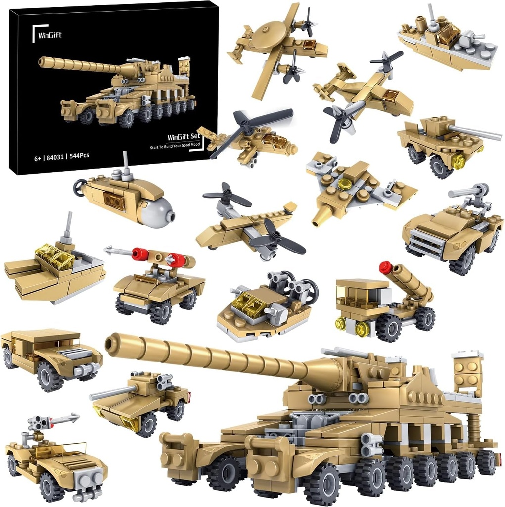 WINGIFT 544 Piece WW2 Army Tanks Toy Building Sets, Create a German Dora Heavy C