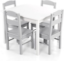 Costzon Kids Table and Chair Set, 5 Piece Wood Activity Table & Chairs for Arts,