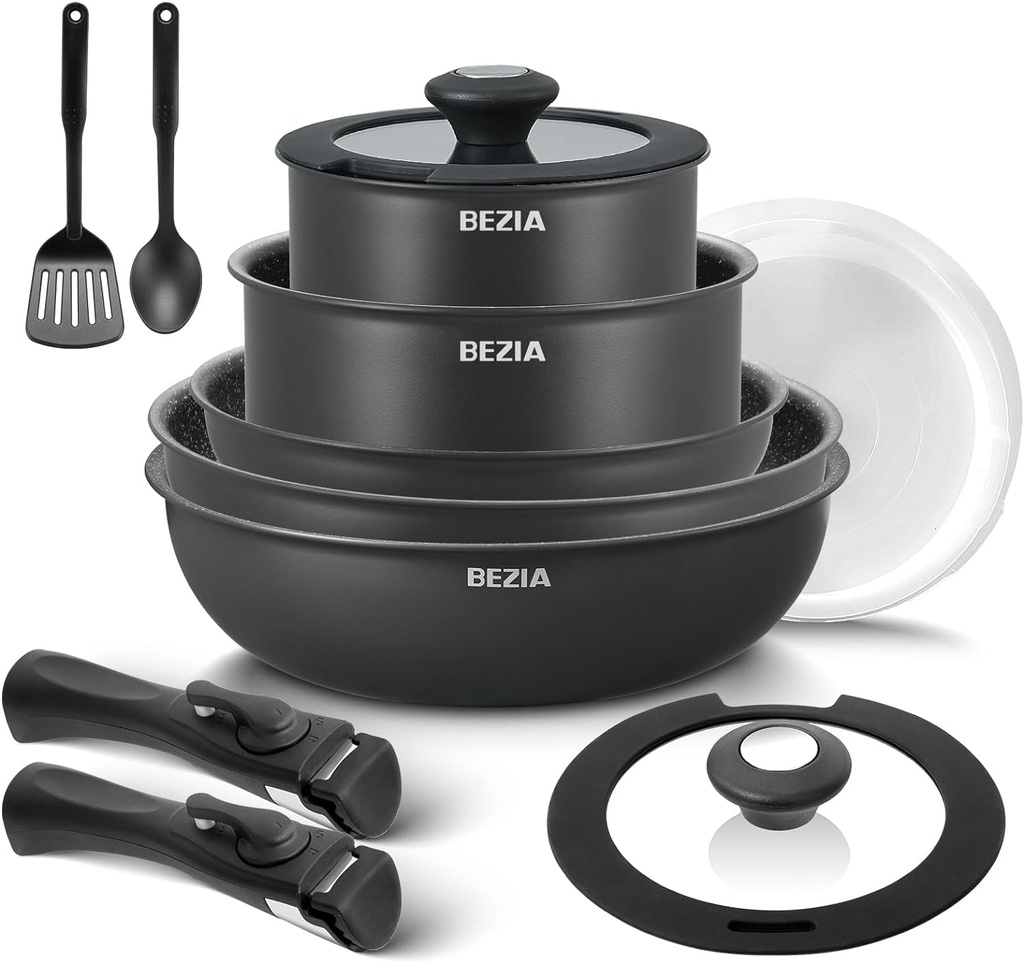 Induction Cookware Set 13 Pieces, Non Stick Pots and Pans Set with Detachable Ha