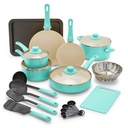 Greenlife 18-Piece Soft Grip Toxin-Free Healthy Ceramic Non-Stick Cookware Set,