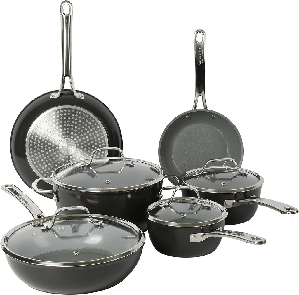 Sur La Table Kitchen Essentials 10 Piece PFA Free Titanium Ceramic Nonstick Inte