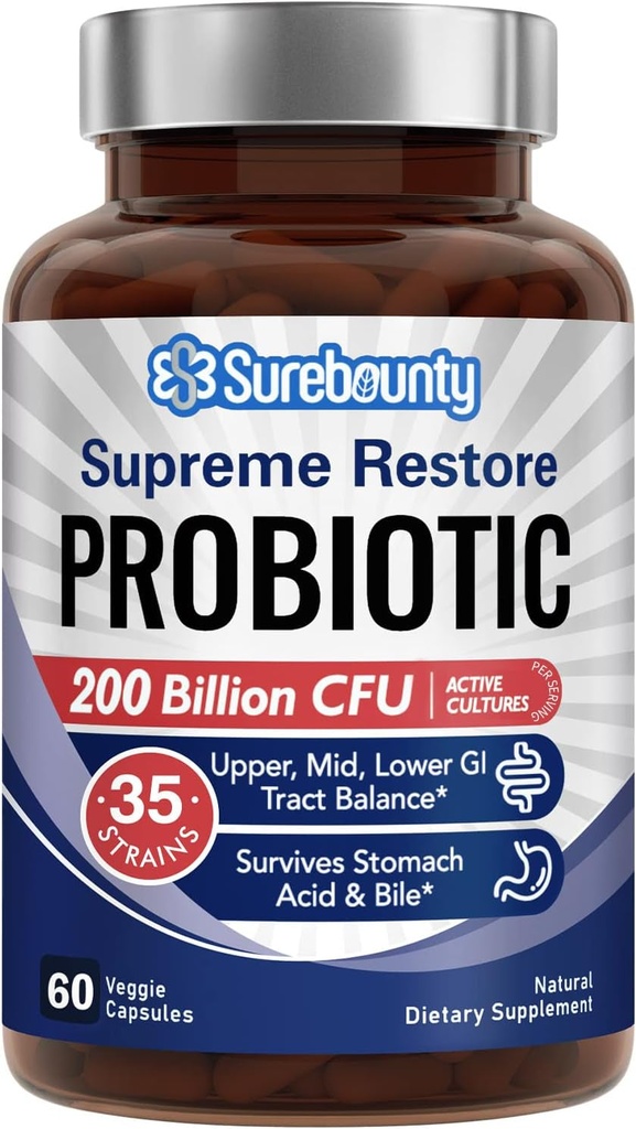 Probiotic for Men Women 200 Billion CFU 35 Strains, 60 Capsules
