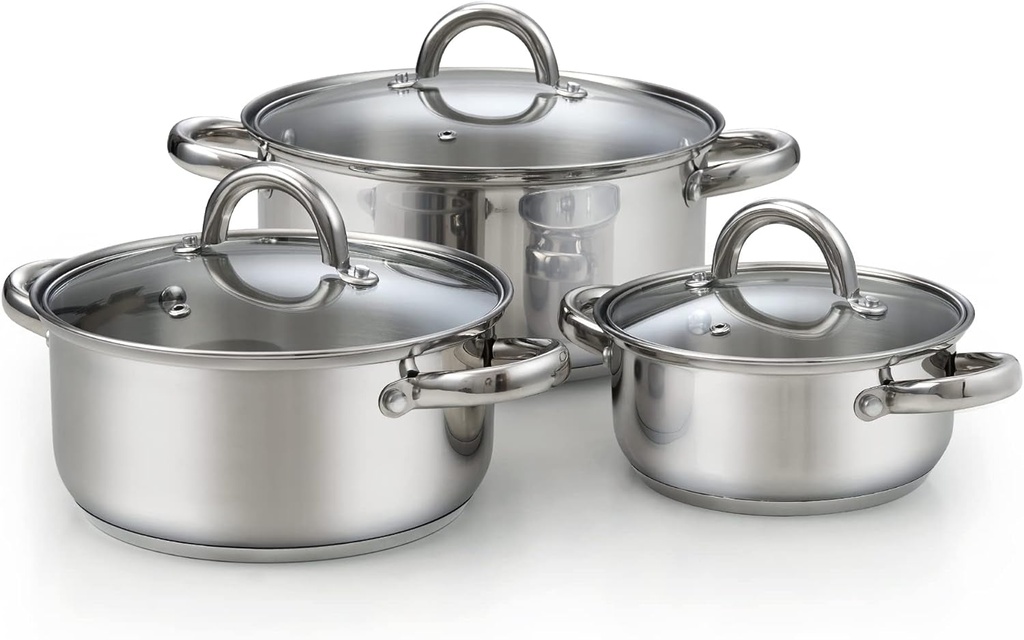 Cook N Home Sauce Pot Stainless Steel Stockpot with Glass Lid, Basic Saucier Cas