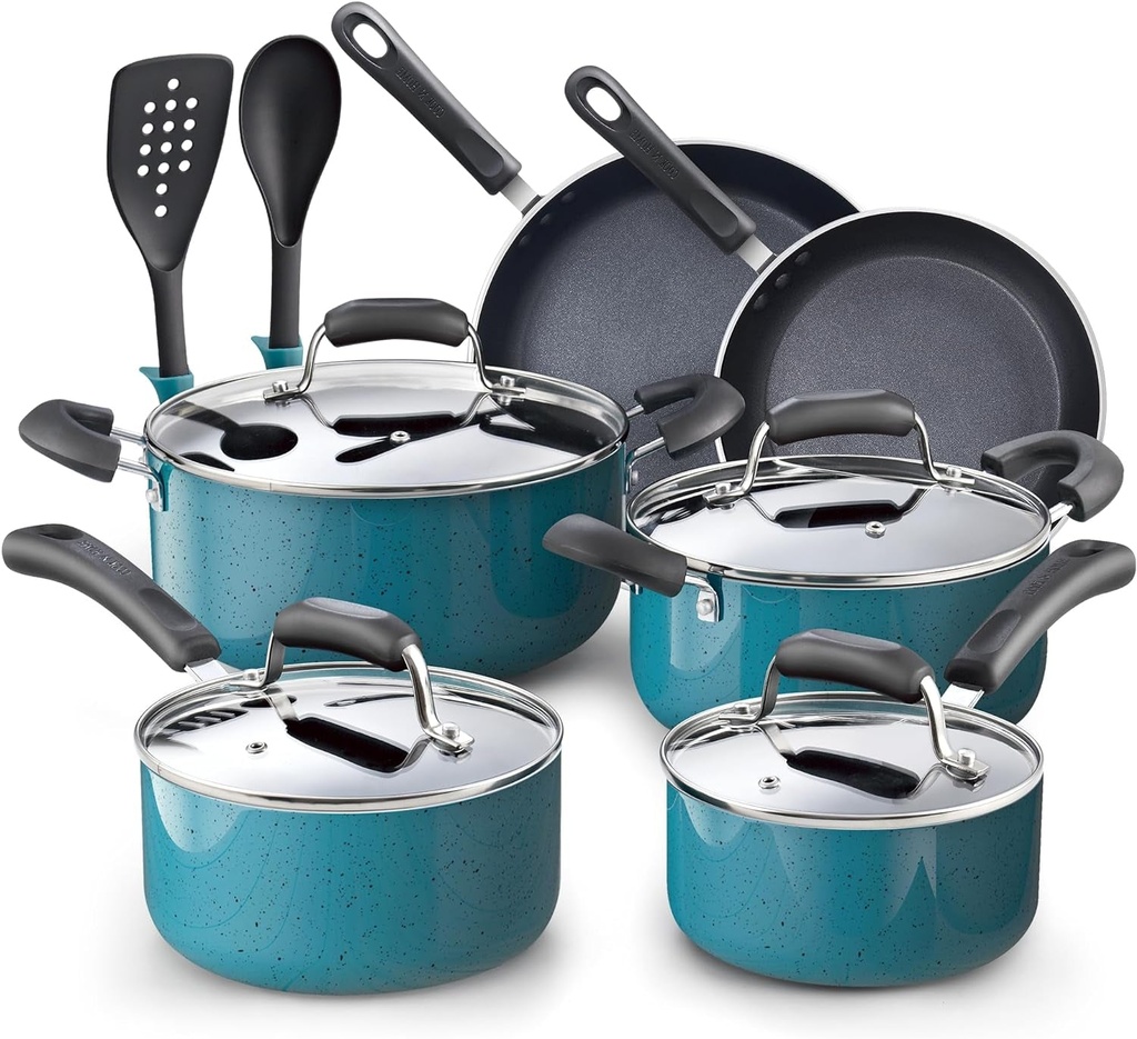 12-Piece Cook N Home Pots and Pans Nonstick Cookware Set , Kitchen Cooking Set