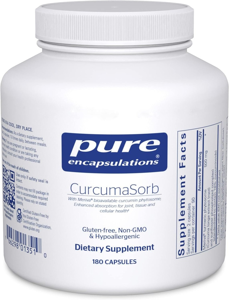 Pure Encapsulations Curcumasorb 180'S - Meriva Curcumin Phytosome - Supports Joi
