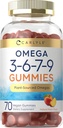 Carlyle Omega 3 6 7 9 Gummies | 70 Count | Vegan Plant Sourced Supplement | Peac