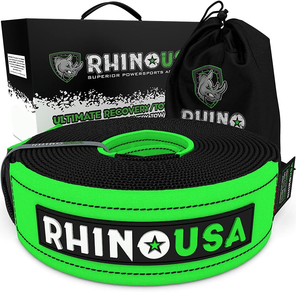 RHINO USA Recovery Tow Strap 3" X 20Ft - Lab Tested 31,518Lb Break Strength - He