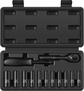 13-Piece 1/4" Drive Socket Set, SAE (3/16"- 11/32"), Deep Sockets, 72-Tooth Ratc