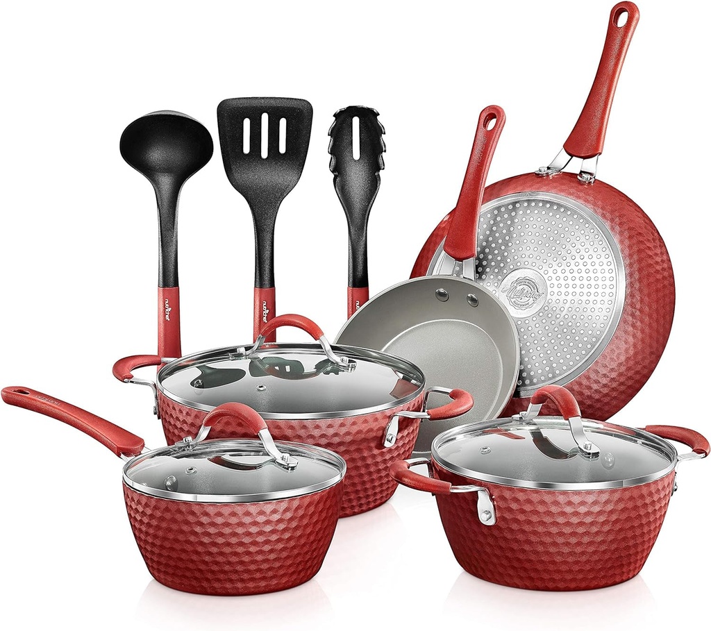 Nutrichef Non-Stick Kitchenware Pots & Pans-11 Pcs. Stylish Kitchen Cookware Set