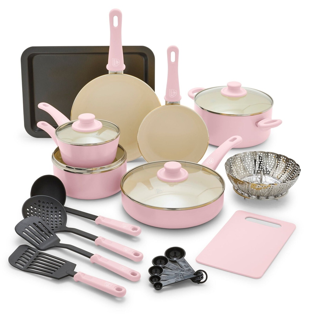 Greenlife 18-Piece Soft Grip Toxin-Free Healthy Ceramic Non-Stick Cookware Set,