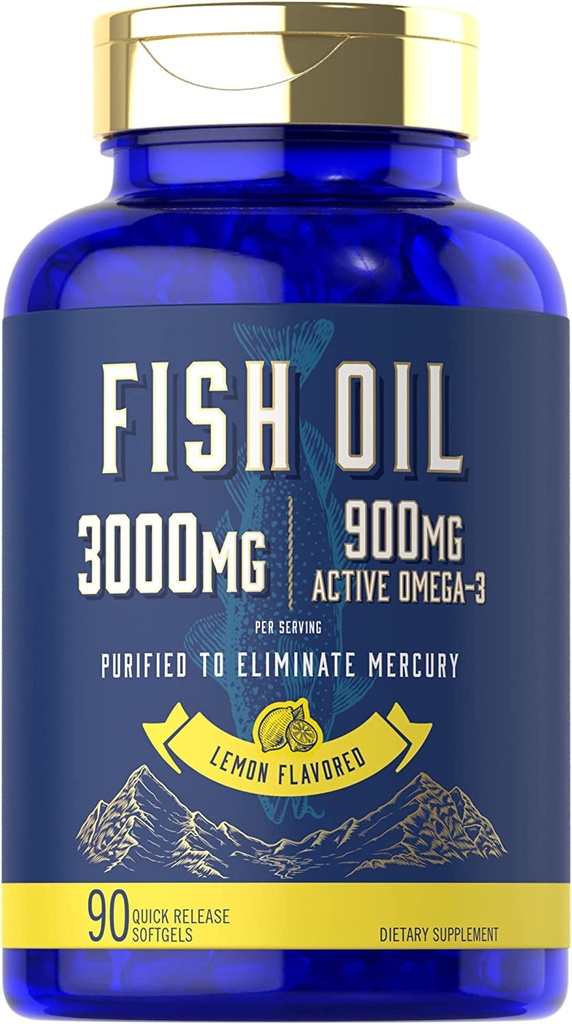 Carlyle Fish Oil 3000Mg | 900Mg Omega 3 | 90 Softgels | Lemon Flavor | Non-Gmo A